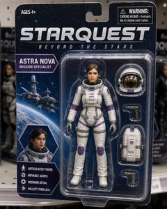 A photo turned into an action figure in a blister pack